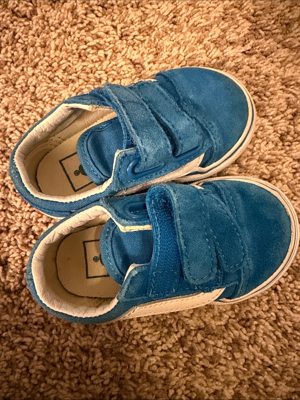 Vans Blue Kids Velcro Suede Sneakers